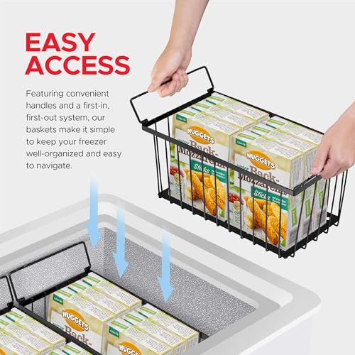 4 Pack Stackable Freezer Organizer Bins with Handles (Black) A91415