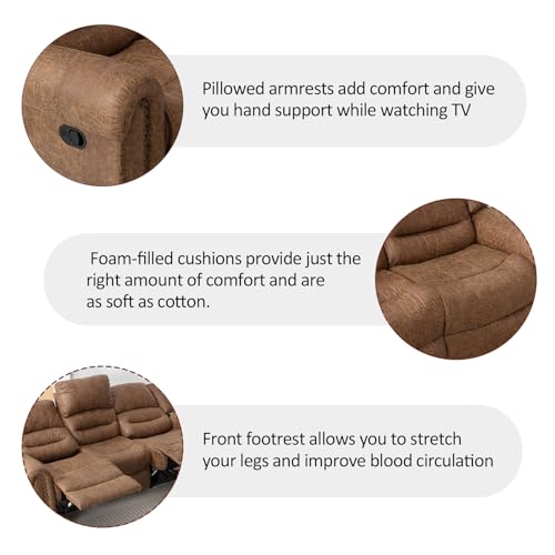 Manual Recliner Sofa Set, 2 Pieces, Nut Brown L26892