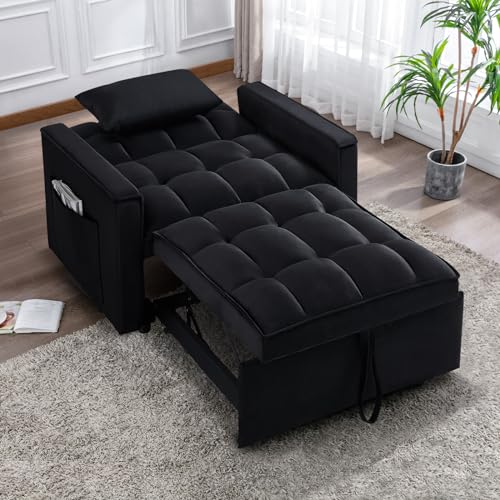 Grey Velvet Convertible Sleeper Sofa Bed L4169