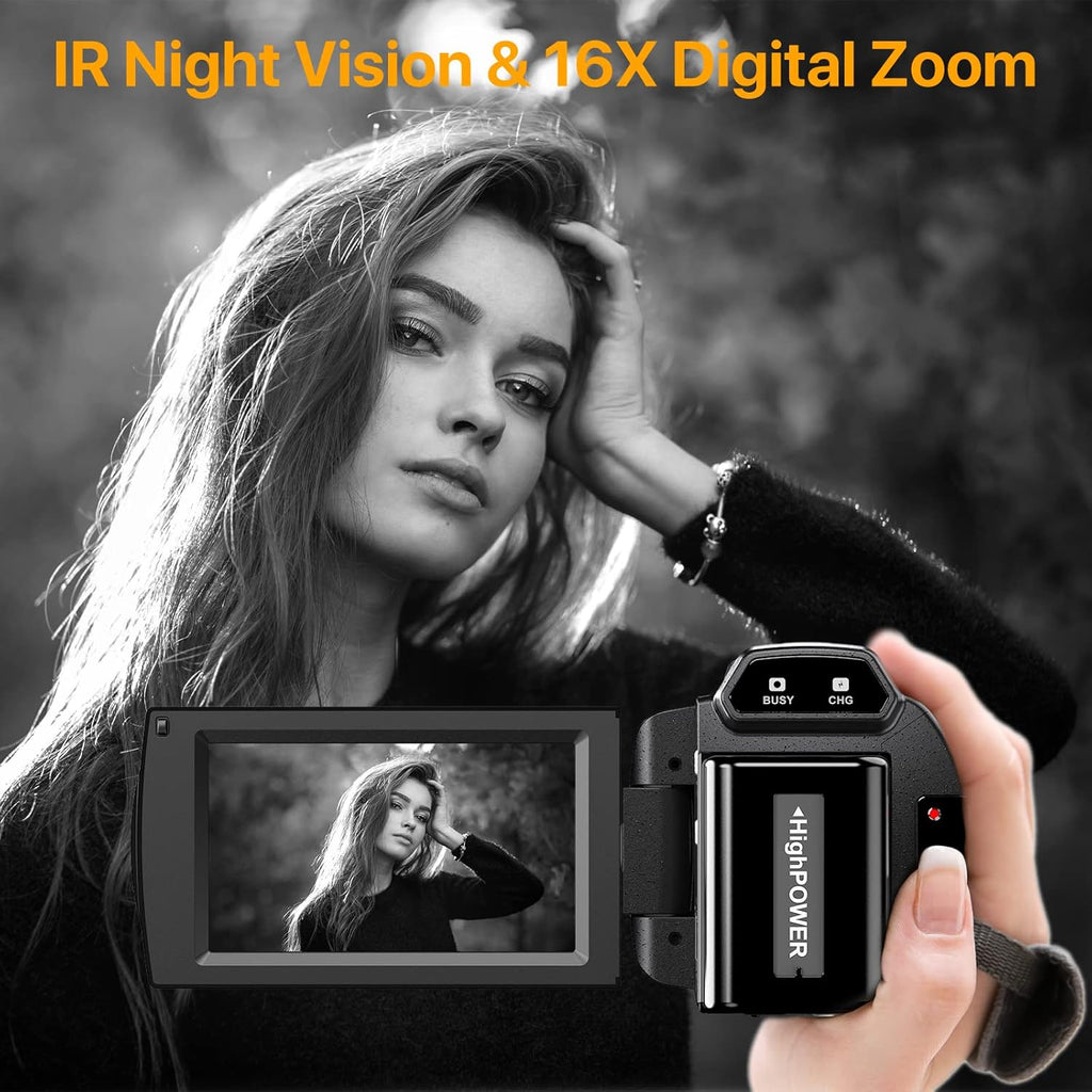 4K 48MP 60FPS Ultra HD Video Camera with Microphone 6-Axis Anti-Shake IR Night Vision Recorder N2631