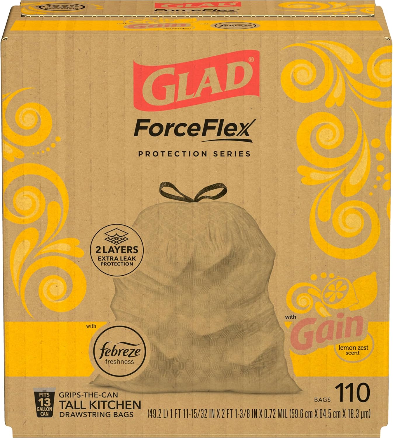 13 Gal Tall Kitchen Drawstring Garbage Bags, 110 Ct X5625