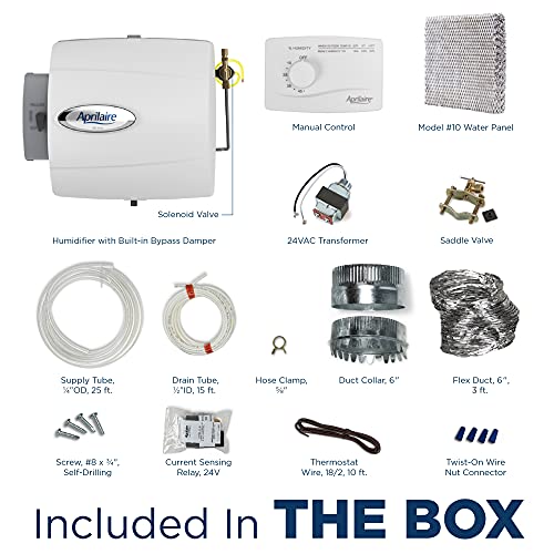 Whole Home Humidifier with Manual Control and Bypass Humidifier Installation Kit, Compact Furnace Humidifier V813