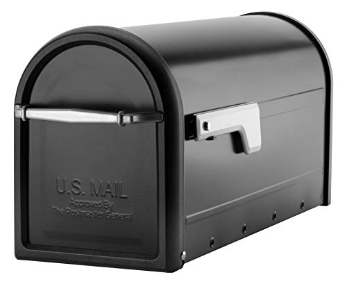 Black Aluminum Mailbox Post and Galvanized Steel Post-Mount Mailbox C3551