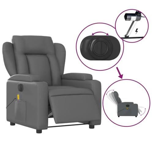 Gray Faux Leather Electric Massage Recliner Chair W80774