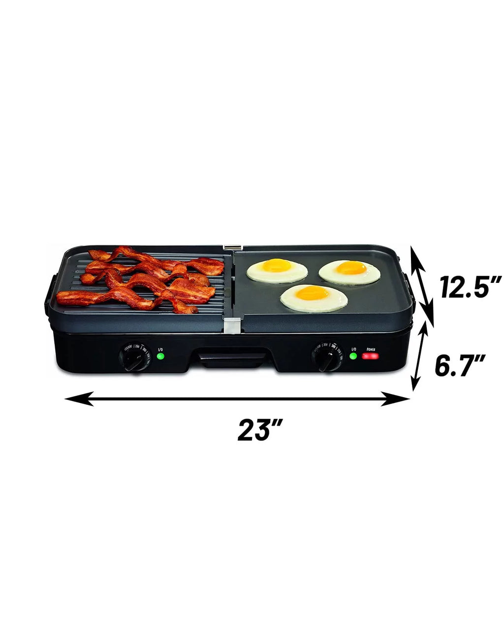 3-In-1 Nonstick Electric Griddle Grill with Reversible Plates Y875