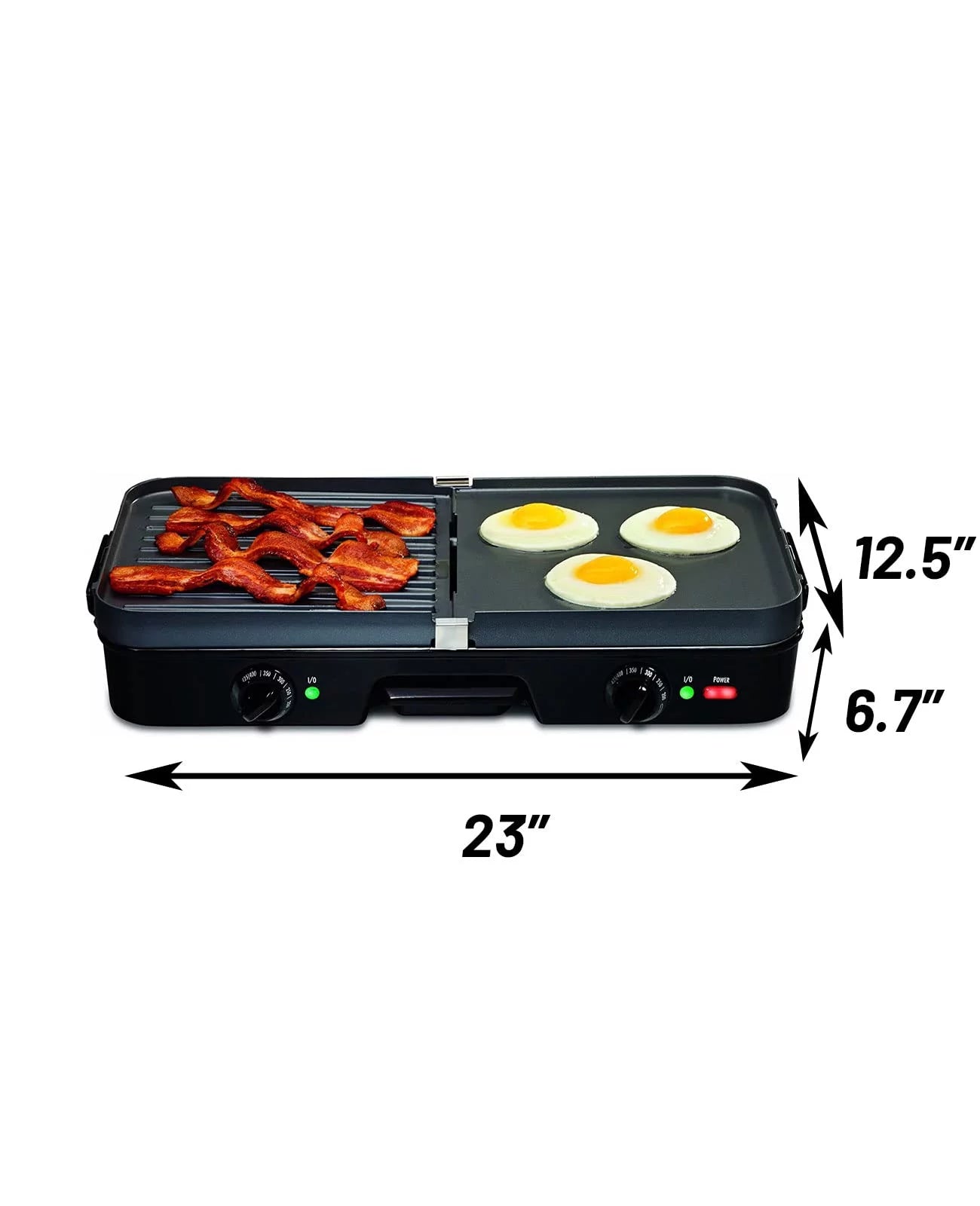3-In-1 Nonstick Electric Griddle Grill with Reversible Plates Y875