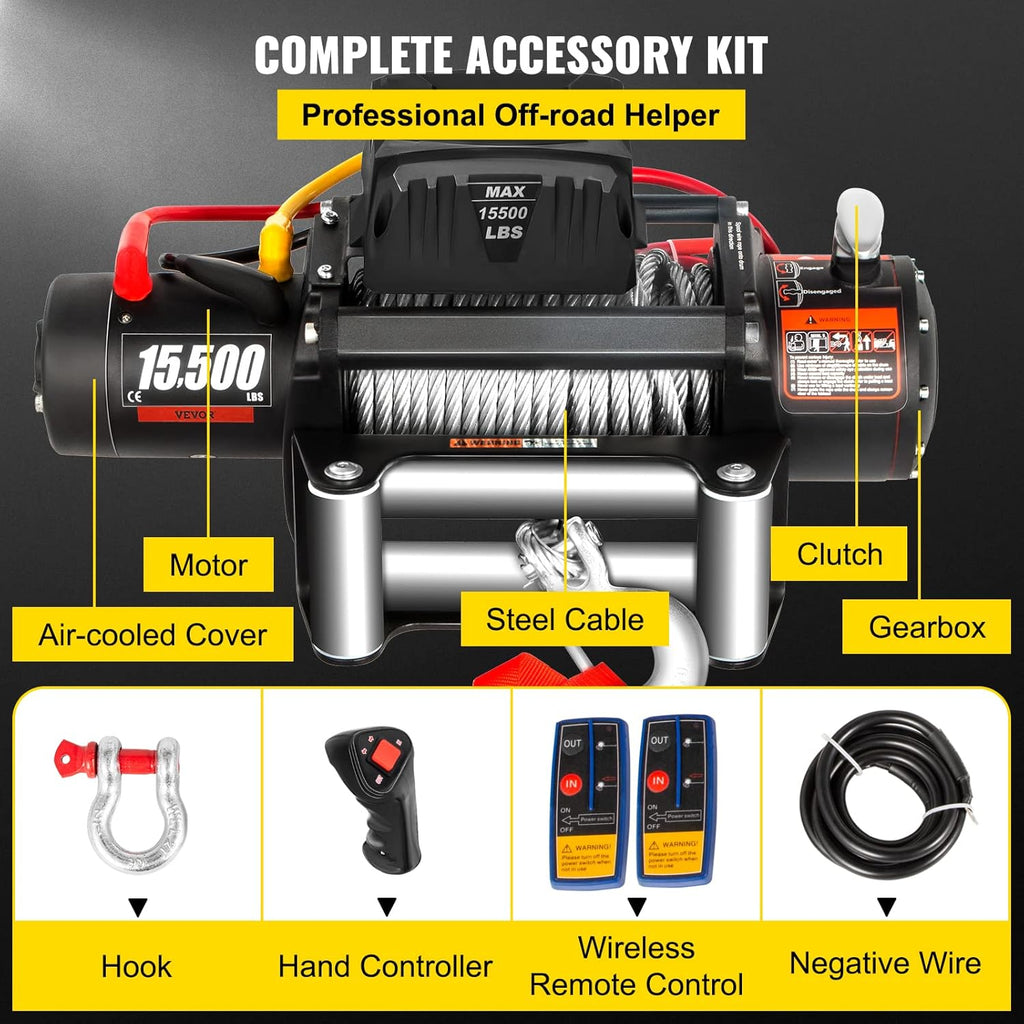 15500lb 12V Electric Winch with Wireless Remote Control K451071