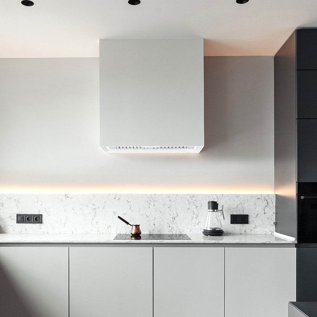 30"W x 30"H x 14D Signal White Stainless Steel Wall Mount Range Hood R31846