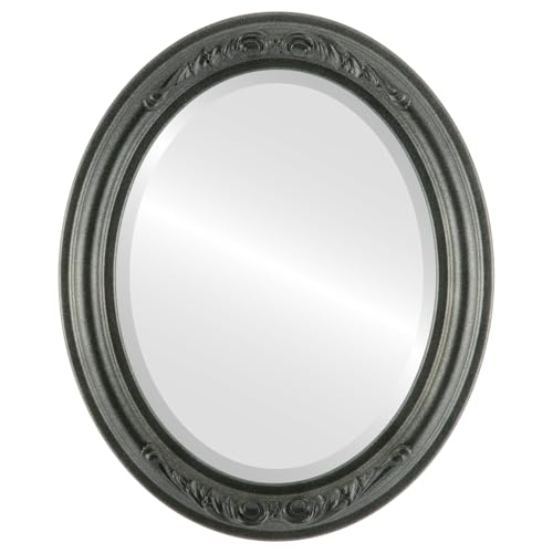 Oval Beveled Wall Mirror Linen White 20x24 R5689
