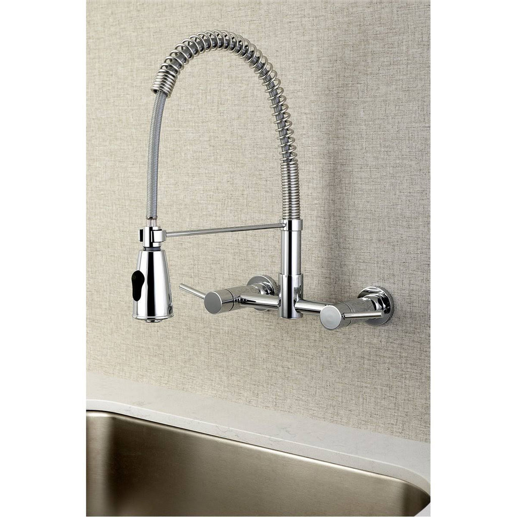 Oil Rubbed Bronze 2-Handle Wall Mount Pull-Down Kitchen Faucet Y717609