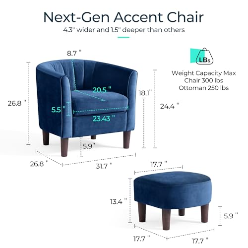 Olive Green Velvet Accent Chair with Ottoman E416551