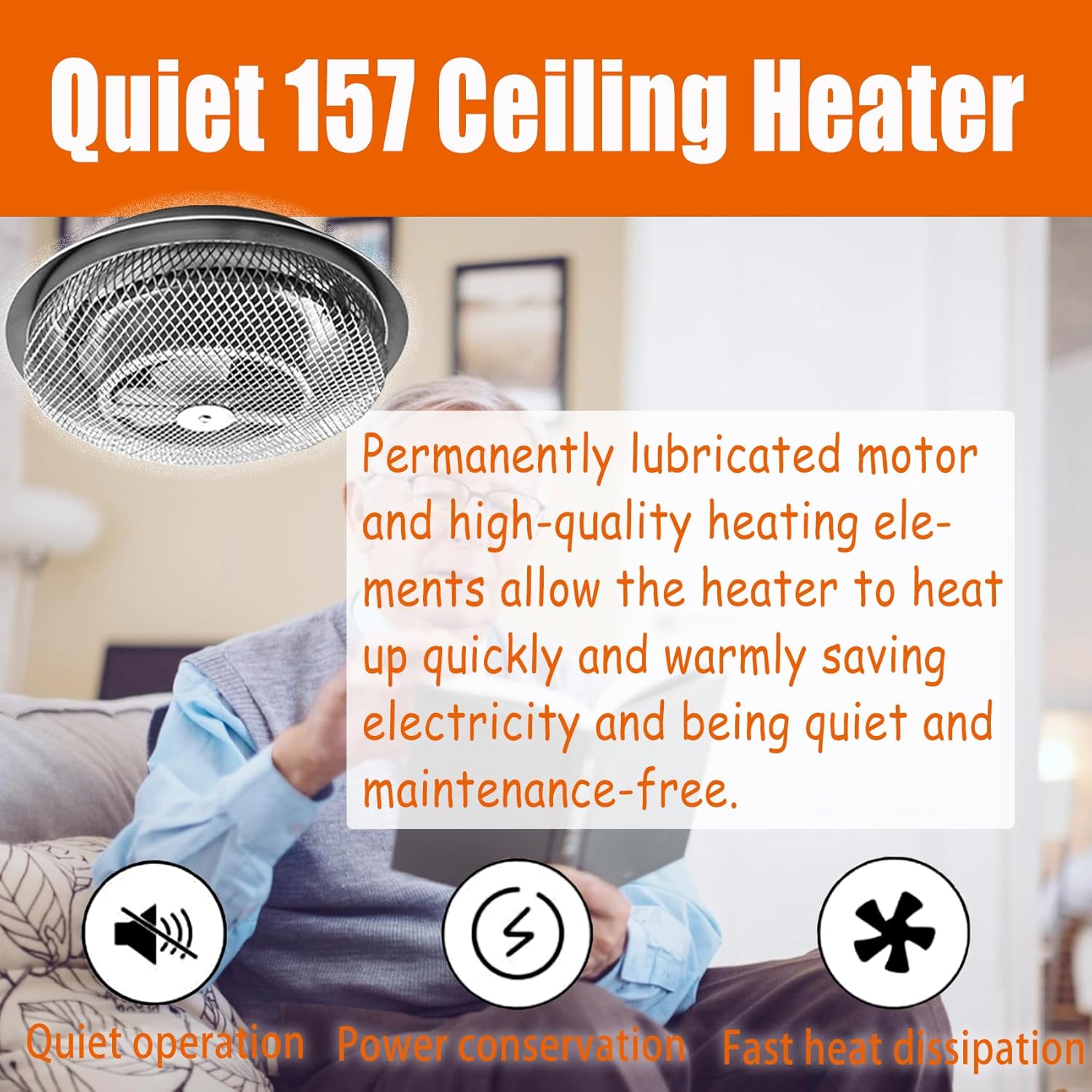 Bathroom Ceiling Heater, 1250W Instant Heat X437