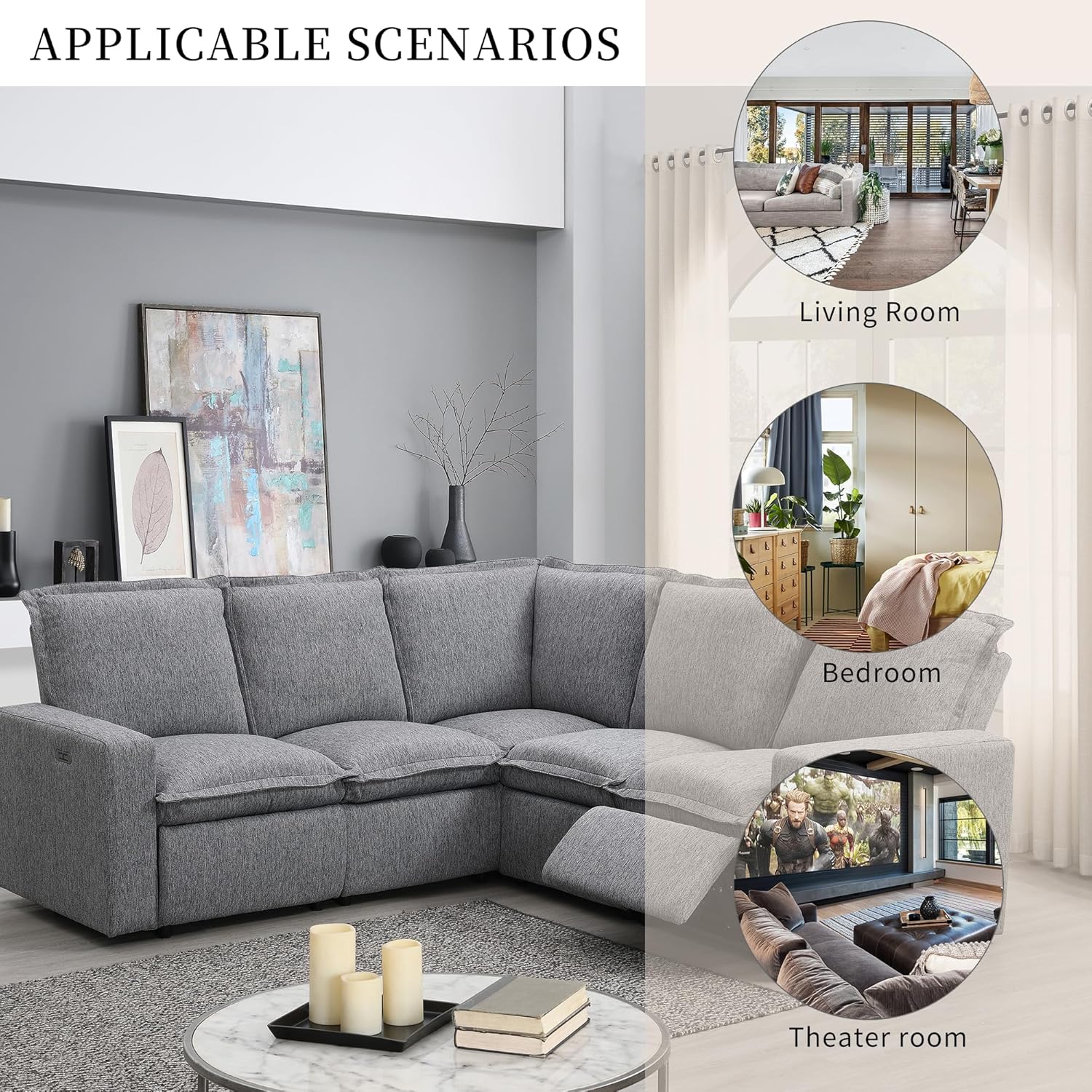 Modular Sectional Sofa with Power Recliner and USB Port Z74818