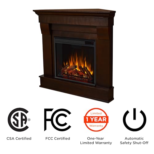 White Corner Electric Fireplace with Mantel Y393