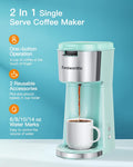 Single Serve Coffee Maker for K Cup & Ground Coffee, 6 to 14 oz. Brew Sizes, Fresh Green A7693