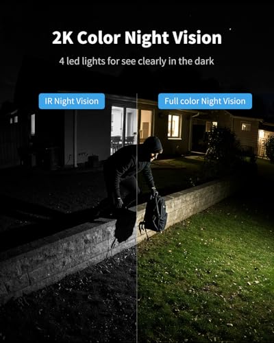 2 Cam Kit Solar Powered 2K Color Night Vision Security Cameras R348