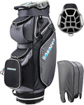 Golf Cart Bag with 14 Way Divider Top, 8 Pockets, Cooler Pouch, Rain Hood, Dust Cover, Detachable Single Strap O54264