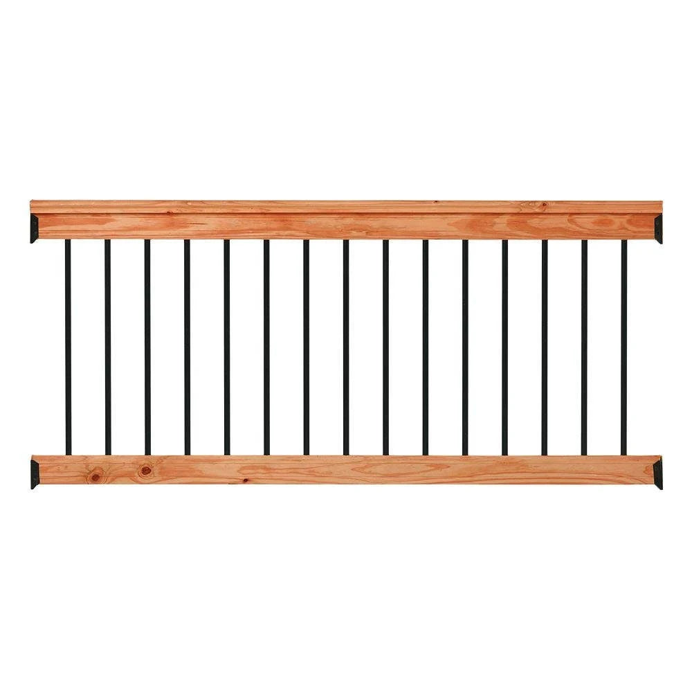 6 ft. Redwood Deck Rail Kit with Black Aluminum Balusters P9006