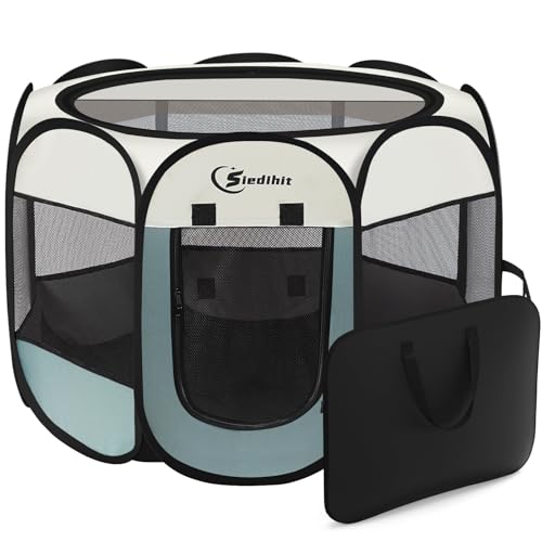 Grey Portable Dog Playpen with Carrying Case R9731