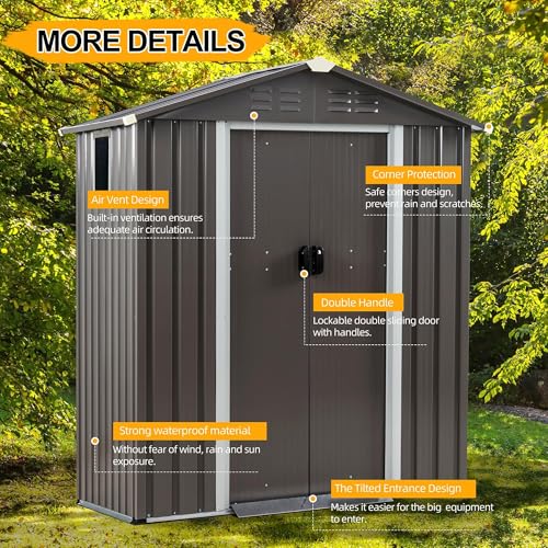 Gray 5x3 FT Outdoor Storage Shed with Window W52767