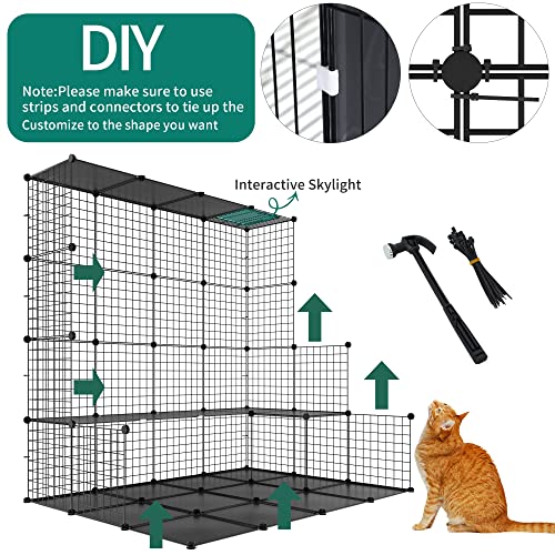 4-Tier Metal Wire Cat Enclosure with Hammock T7293