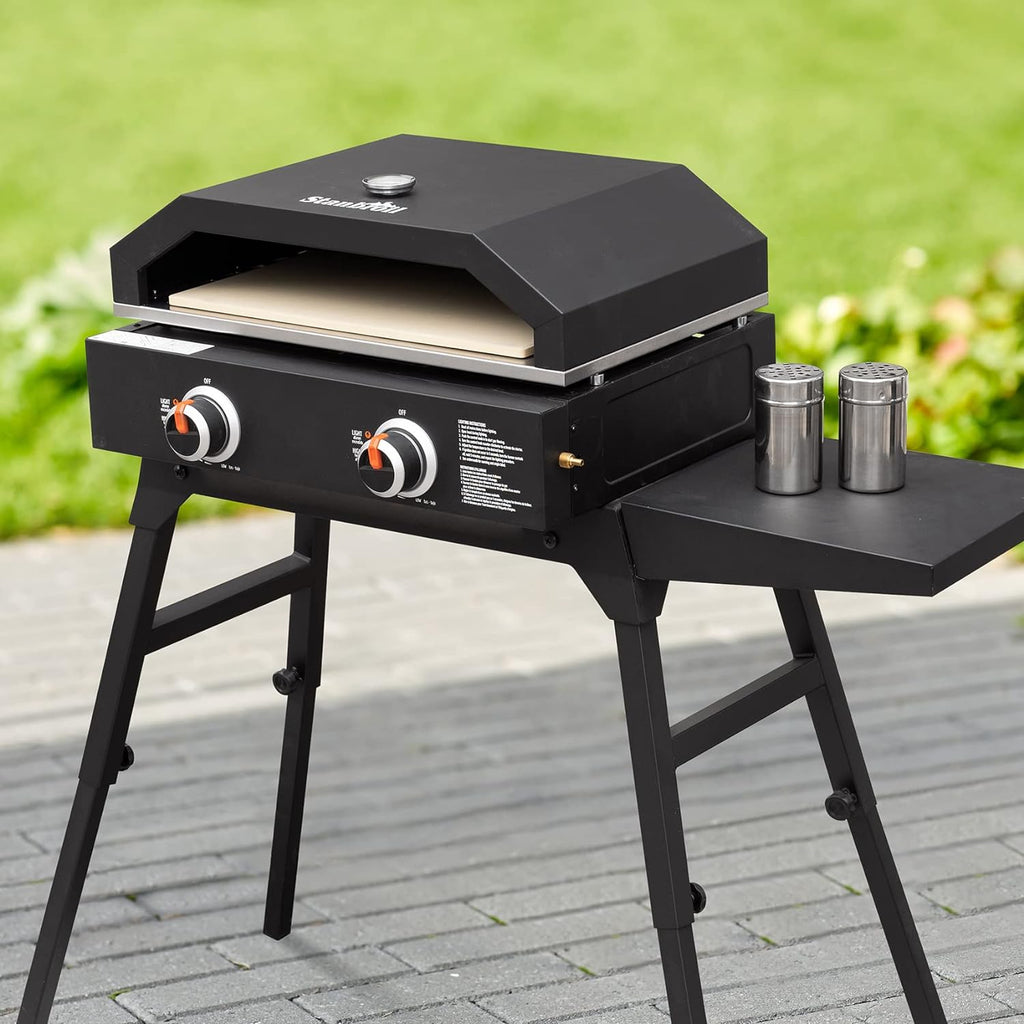 Outdoor Pizza Oven with Temperature Gauge, 17.3 in. x 12 in. Pizza Stone Y77167
