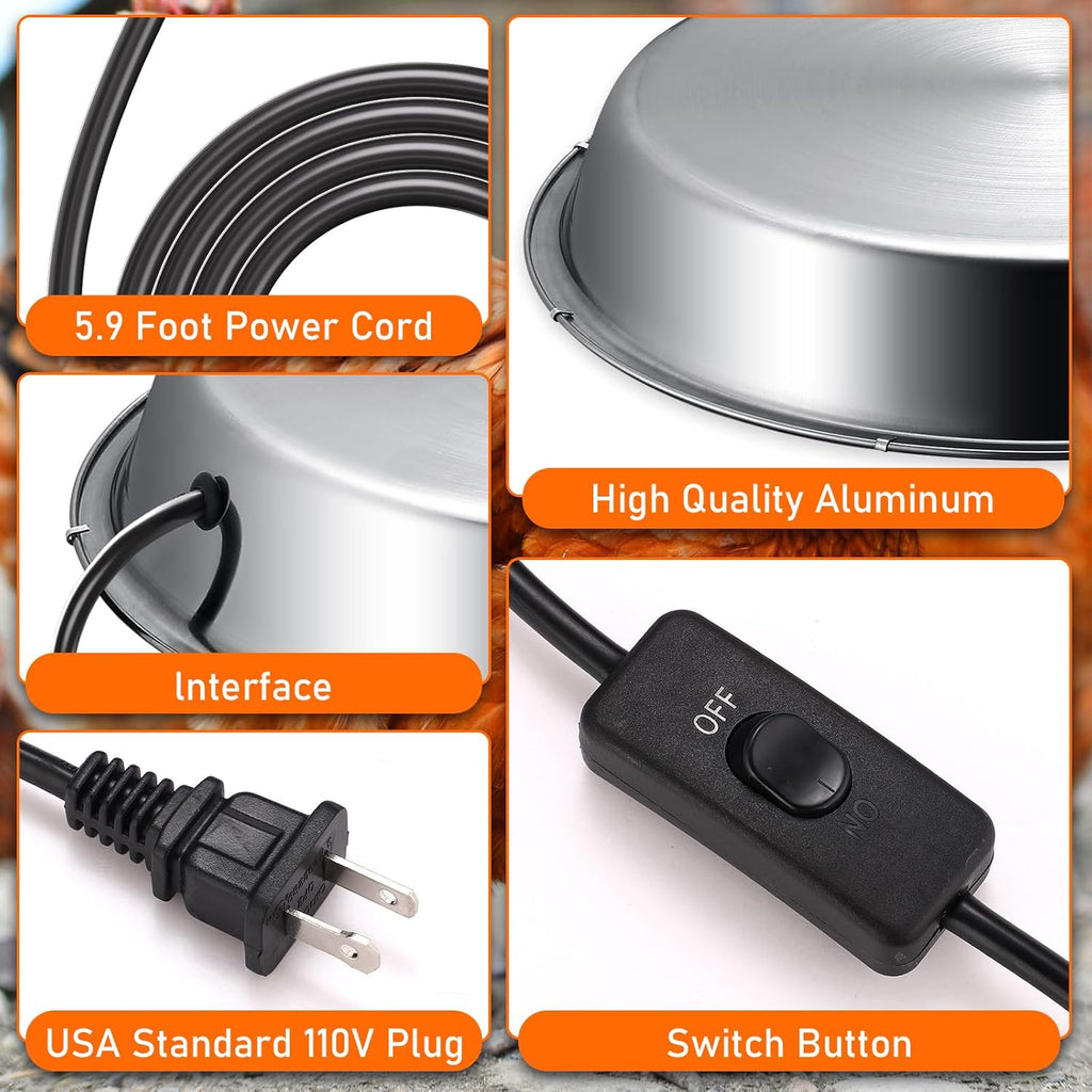12 Inch 5 Gallons Poultry Drinker Heater Base with Thermostat and Power Cord B241416