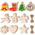 100PCS Unfinished Predrilled Wood Circles Christmas Ornaments X7222