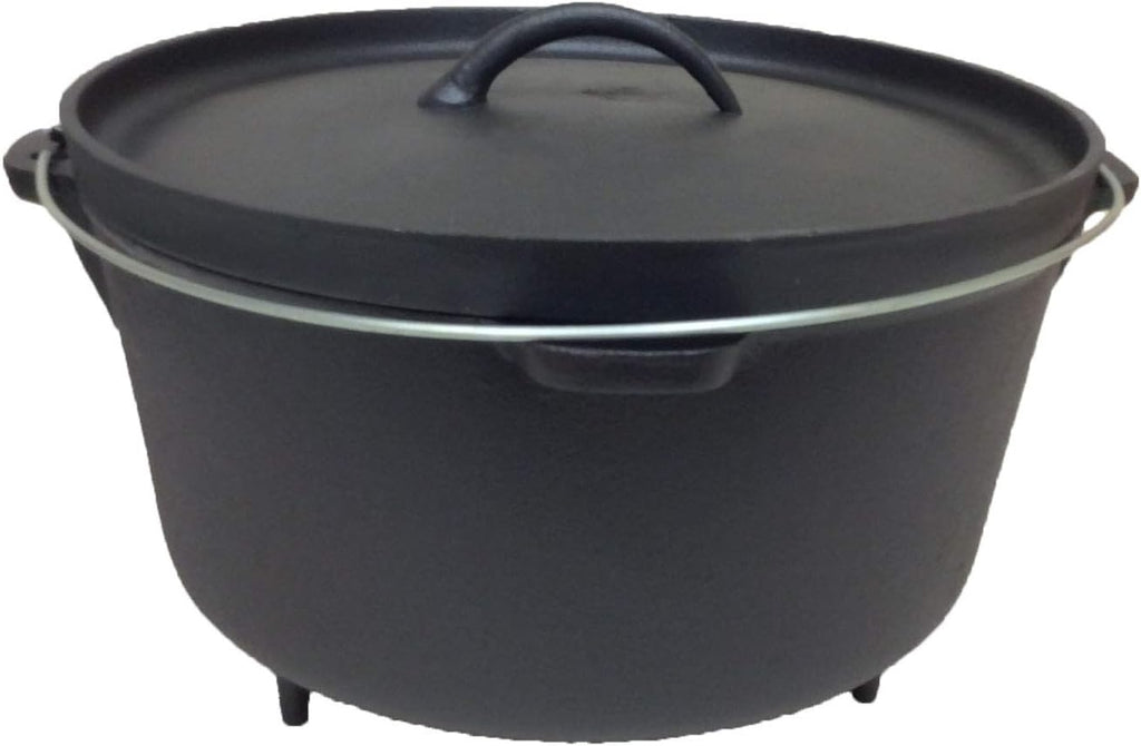 Pre-seasoned 16 Quart Cast Iron Dutch Oven with 3 legs and Lip Lid N313035