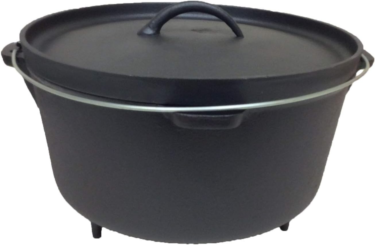 Pre-seasoned 16 Quart Cast Iron Dutch Oven with 3 legs and Lip Lid N313035