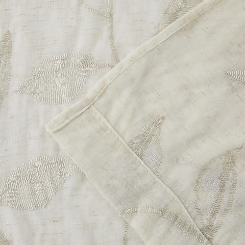 White Floral Semi Sheer Curtains 84 inch Grommet Top W38 x L84 x2 A341