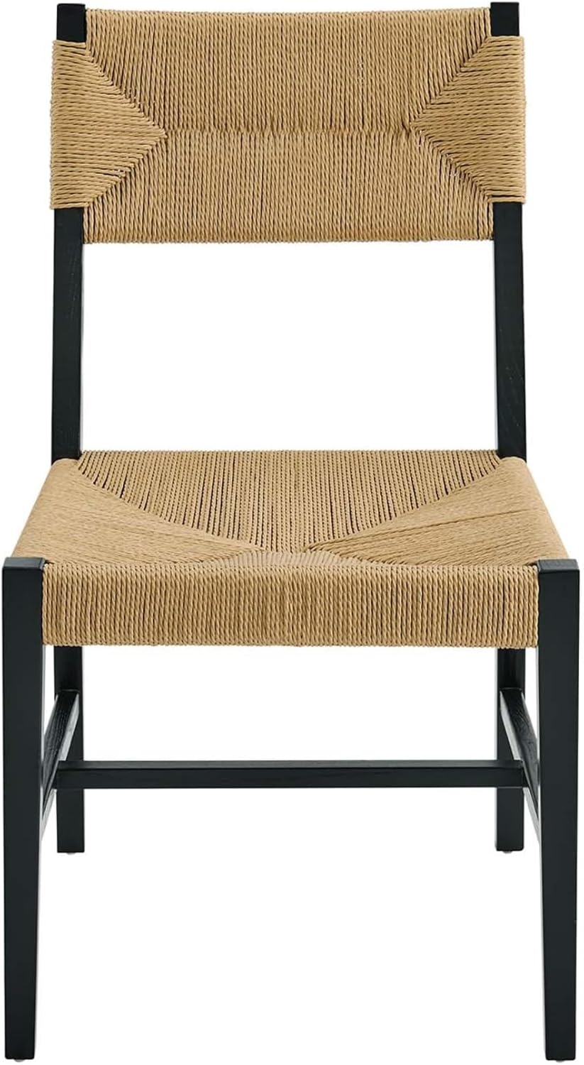 Woven Paper Rope Dining Side Chair with Elm Wood Frame V629