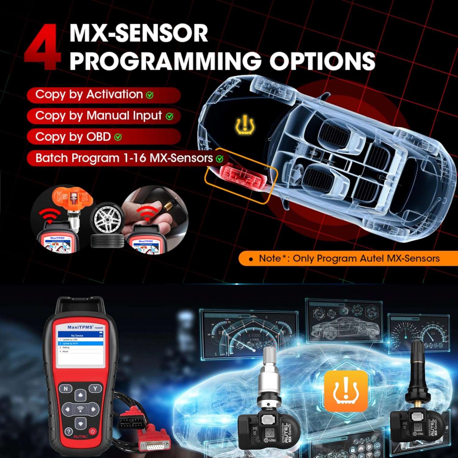 4 pcs Duel Frequency Rubber MX Sensor TPMS Diagnostic Tool B681850