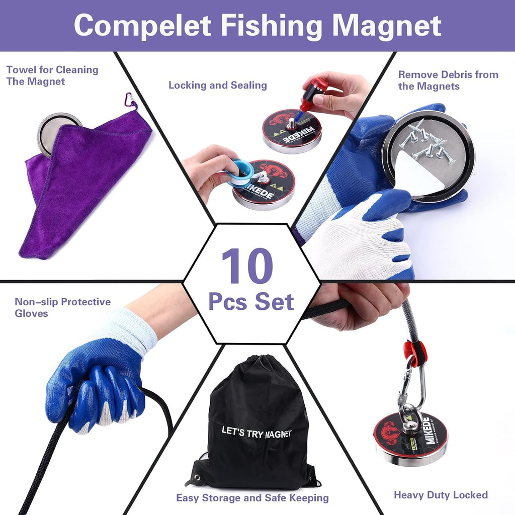 1080 LBS Pulling Force Neodymium Rare Earth Fishing Magnets, Pack of 2 Q595397