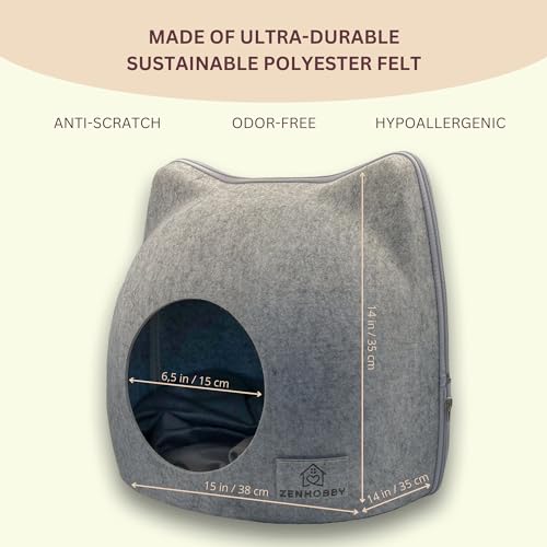 Cat wool cave bed grey U89291