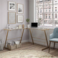 Gold Glass L-Shaped Computer Desk O336819
