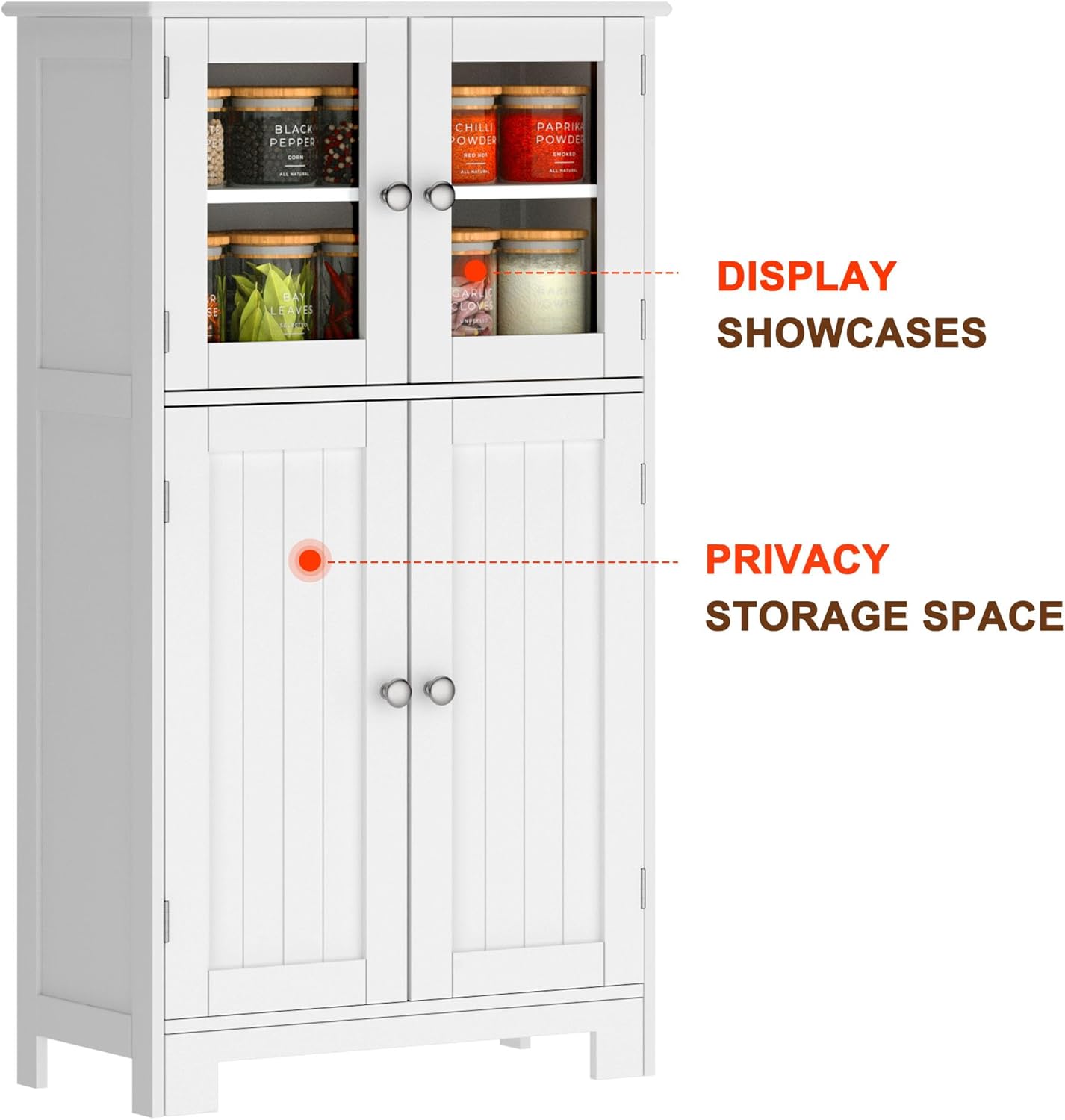 White Freestanding Kitchen Pantry Storage Cabinet C6967