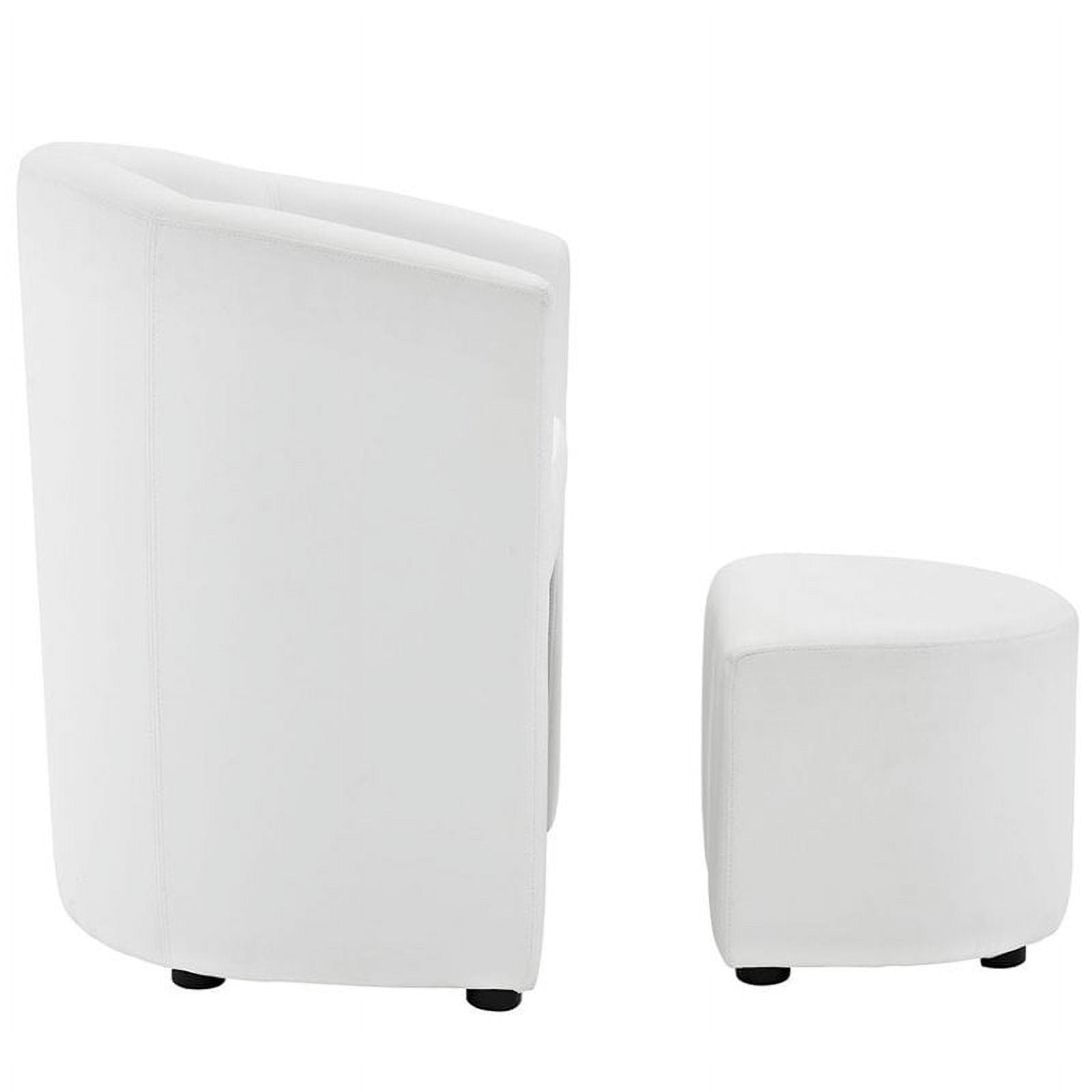 2 Piece Faux Leather Accent Chair Set with Ottoman in White Z1315