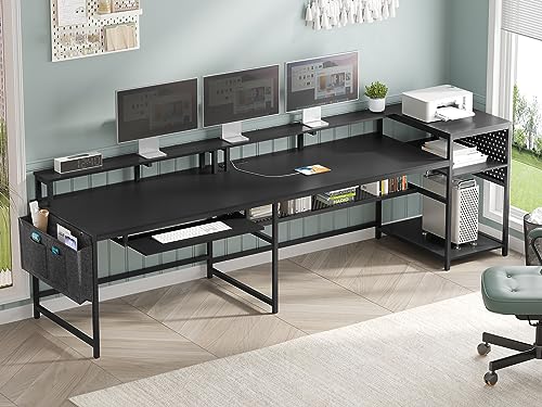 Grey L Shaped Desk with Power Outlets and LED Strip N3032