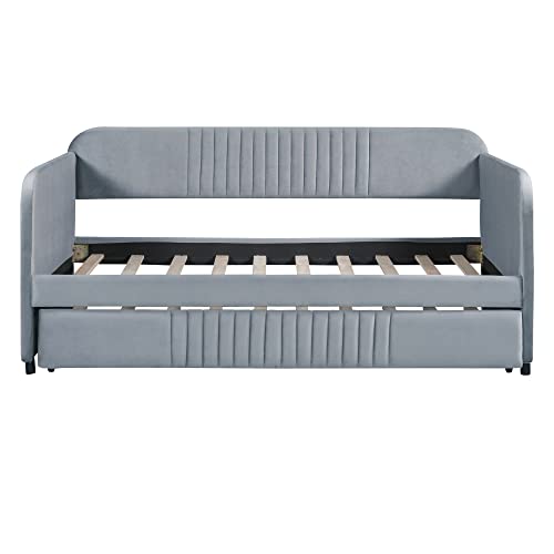 Twin Size Upholstered Daybed with 2 Storage Drawers Velvet Y163212