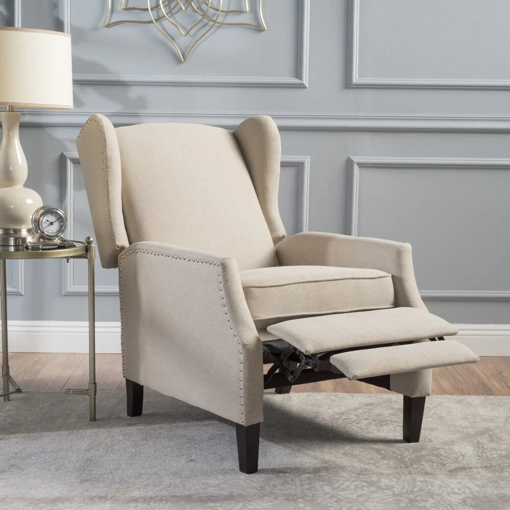 Taupe Tweed Wingback Pushback Recliner W141694