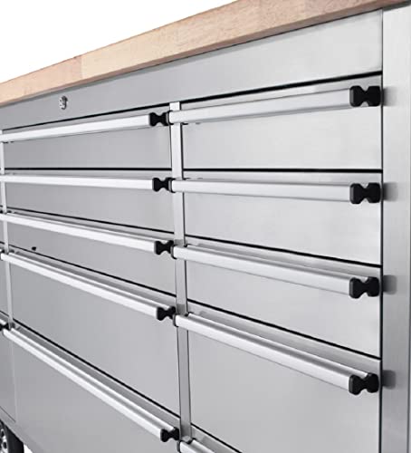 72-inch Tool Chest with 15 Drawers and Wheels, Rolling Tool Box with Wood Top N2256