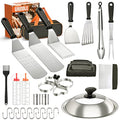 14pcs Flat Top Grill Accessories Set with Spatulas, Basting Cover, Scraper, Tongs A128686