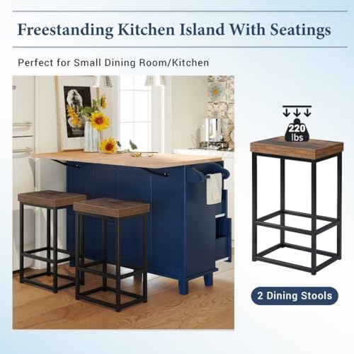 3-Piece White Kitchen Island Set with Storage Cabinet, Drawers and Towel Rack K368