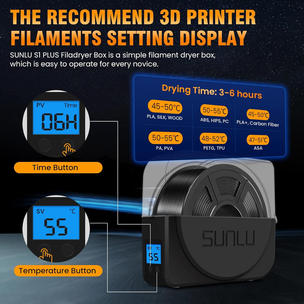 Black Filament Dryer Box Compatible with PLA PETG ABS P431