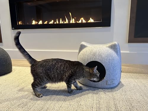 Cat wool cave bed grey U89291