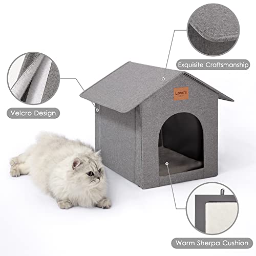 Outdoor Cat House Weatherproof Insulated Grey with Removable Soft Cushion S25894