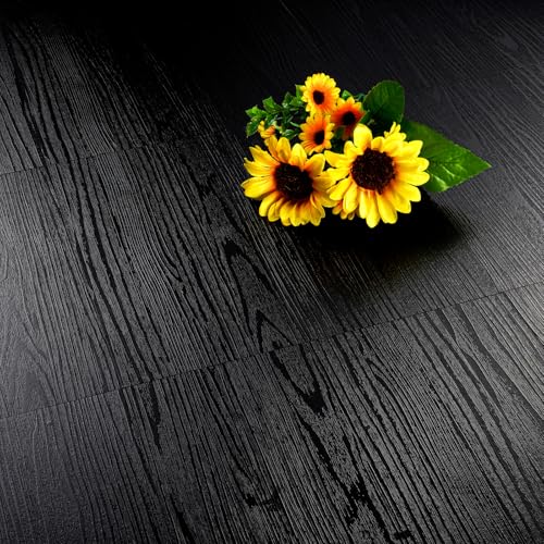 17-Pack 6"x36" Black Wood Luxury Vinyl Plank Flooring Peel and Stick Tiles Q126697