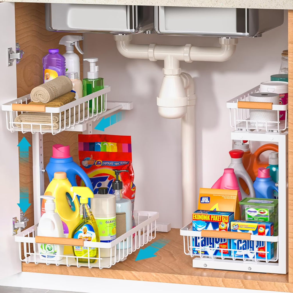 White 2 Pack 2 Tier Slide Out Under Sink Organizer X188532