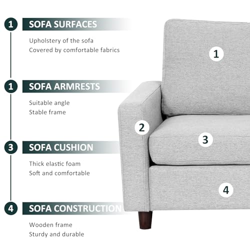 Light Gray Linen L-Shaped Sectional Sofa with Removable Ottoman Q314